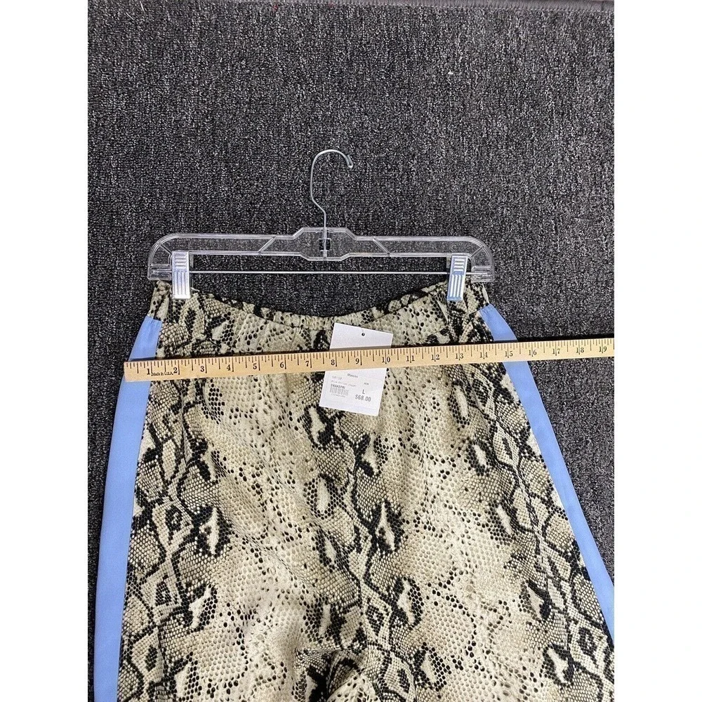 Honey Punch Brown Blue Pin Stripe Animal Print Elastic Waist Pants Women’s L NEW - Picture 6 of 7